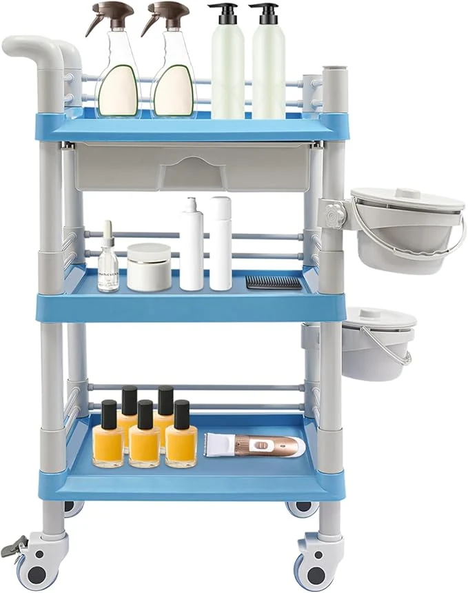 Contemporary Salon Storage Cart 3 Tier Rolling Beauty Organizer Long-Lasting