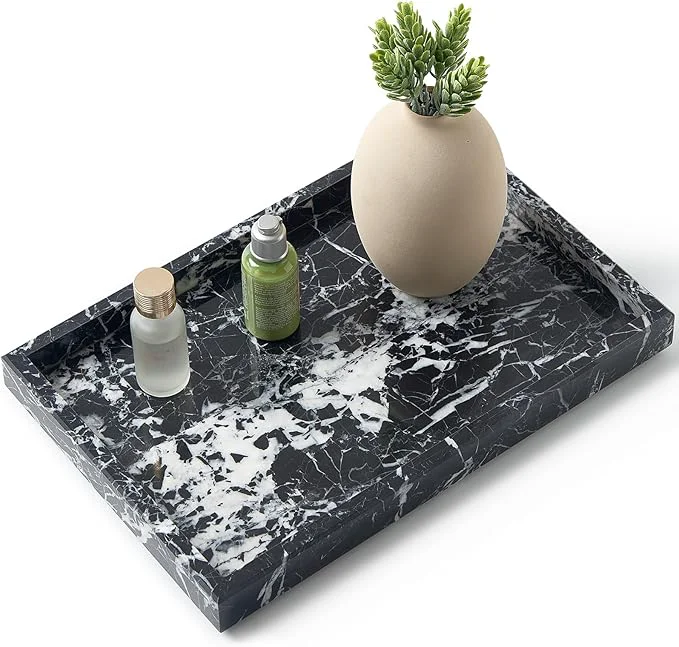 Soft Natural Marble Tray for Bathroom Kitchen and Desktop Rectangle Elite