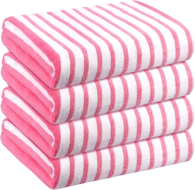 Genuine JML Beach Towels 4 Pack Large Microfiber Bath Towel Set Cabana Stripe Convenient