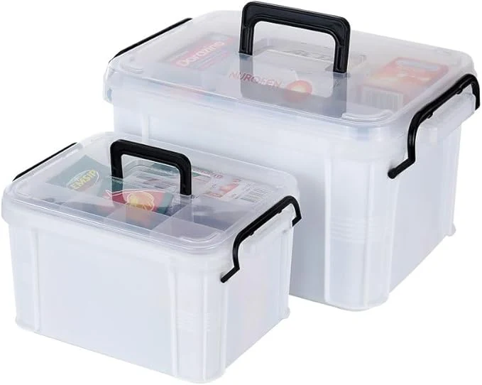 Advanced HEY FOLY Set of 2 White Medicine Organizer Storage Box Classic