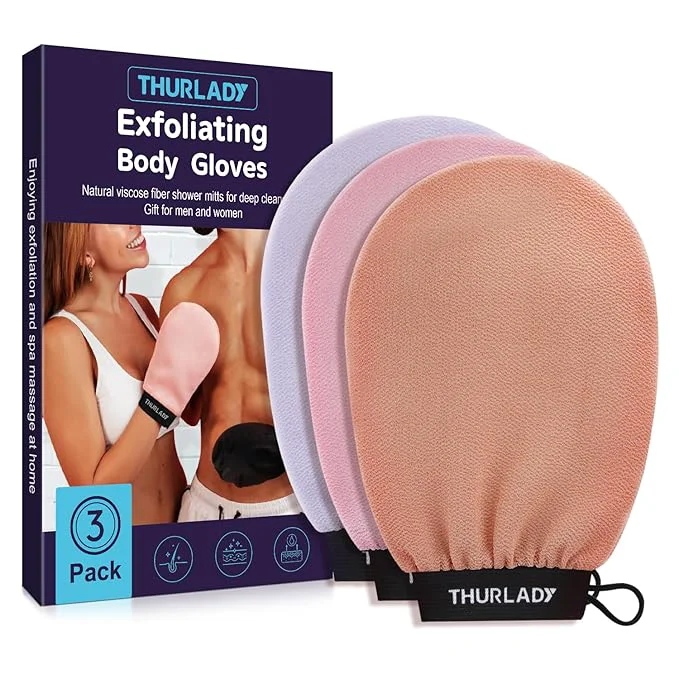 Trendy Exfoliating Glove Korean Exfoliating Mitt Body Scrubber Exfoliator 3 Pack Eco-Friendly