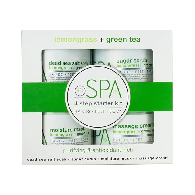 Secure BCL SPA Lemongrass Green Tea 4-Step Skincare Starter Kit 16oz Each – Organic Elegant