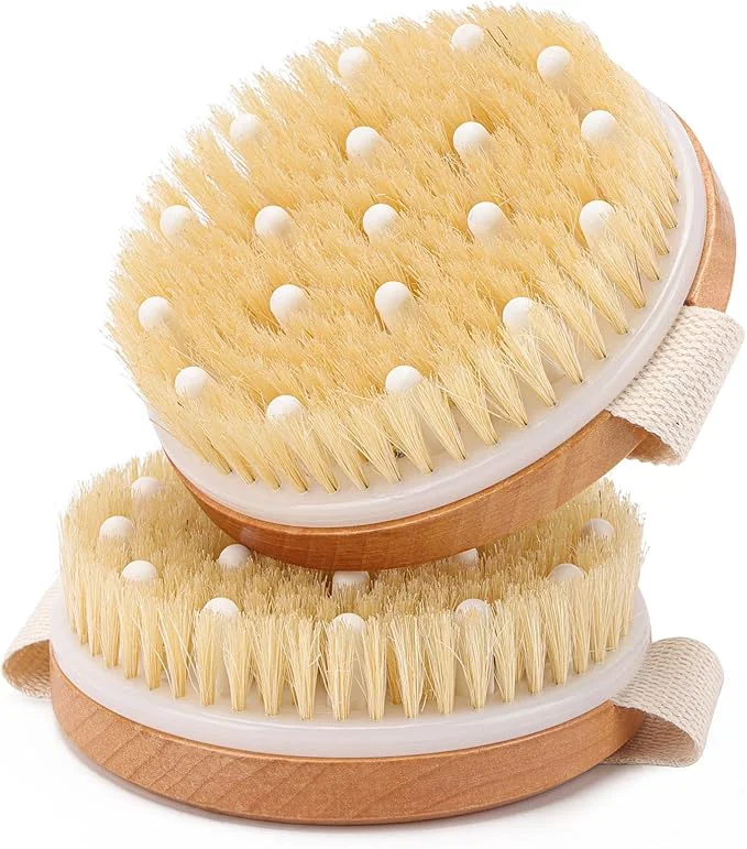 Minimalist 2-Pack Dry Brushing Body Brush for Lymphatic Drainage Round Dry Exfoliating Advanced