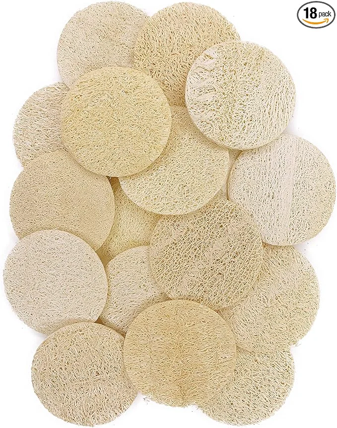 Unique 18 pcs Set Natural Exfoliating Face Pad Loofah Sponge Facial Brush Effective