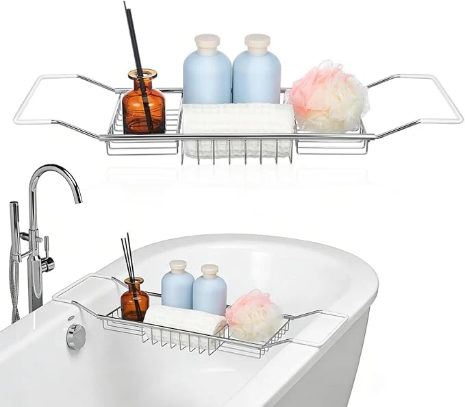 Luxury Cabilock Stainless Steel Expandable Bathtub Tray Chrome Polished Telescopic Carefully Designed