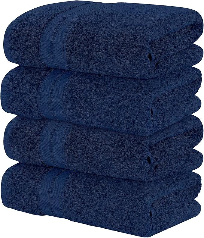 Secure Modern Threads 4-Pack SpunLoft Bath Sheet Navy 35x66 Quality
