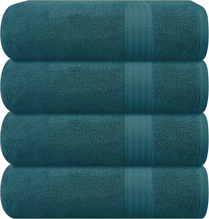 Professional GLAMBURG Premium Cotton 4 Pack Bath Towel Set Long-Lasting