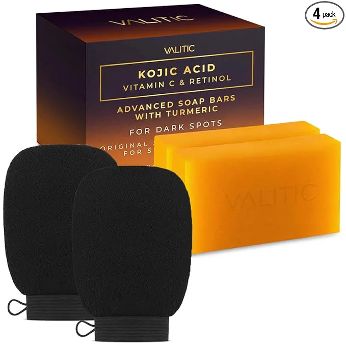 Premium VALITIC 2 Pack Kojic Acid Vitamin C Retinol Soap Bars Fine Crafted