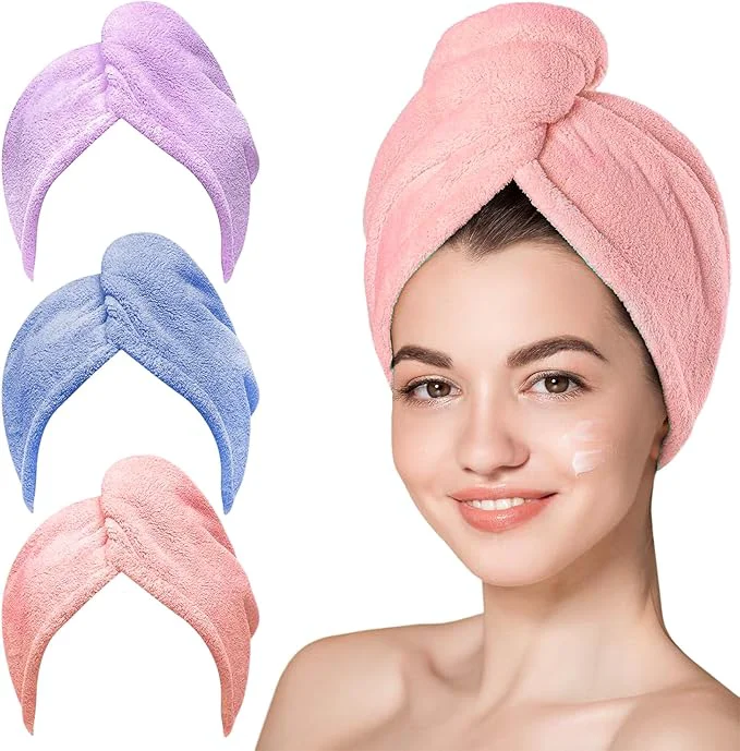Fine Crafted 3 Pack Microfiber Hair Towel Wrap Professional