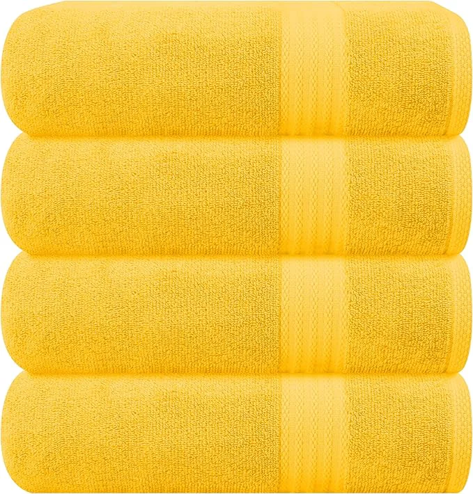 Fashionable GLAMBURG Premium Cotton 4 Pack Bath Towel Set Traditional