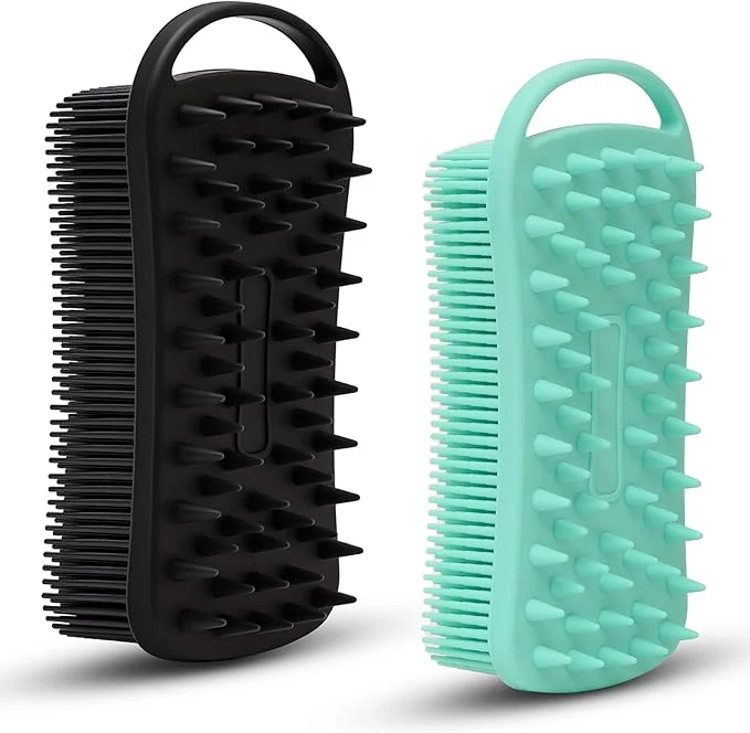 Natural 2 PC Silicone Body Scrubber 2 in 1 Exfoliating Shower Bath Scrubber Soft Eco-Friendly