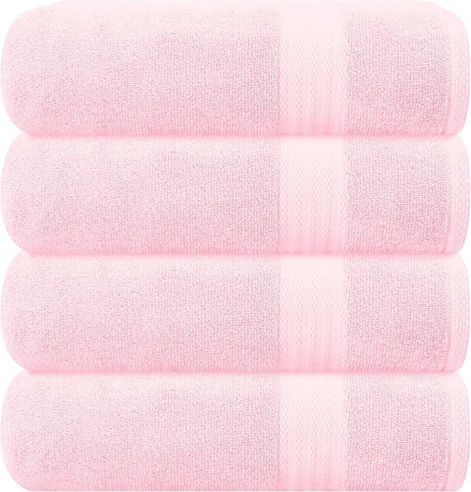 Expertly Made GLAMBURG Premium Cotton 4 Pack Bath Towel Set Unique