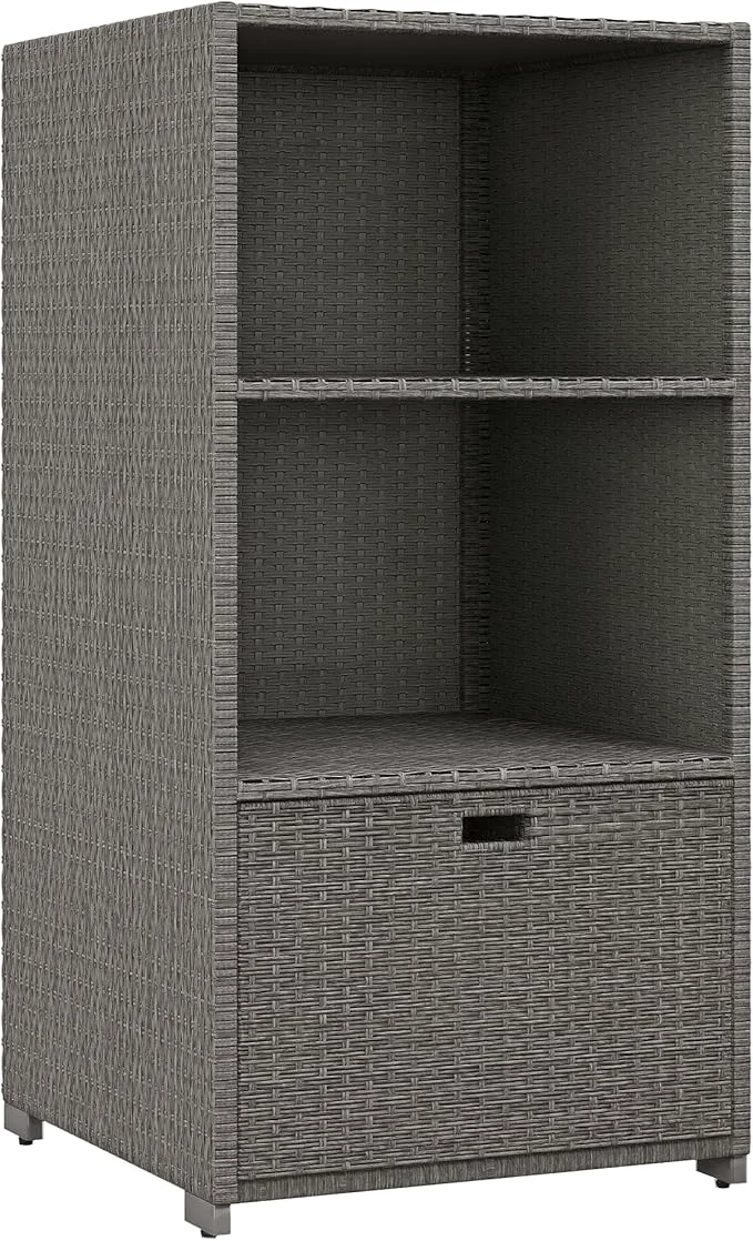 Crafted Outsunny Valet Pool Towel Rack Waterproof PE Plastic Rattan Wicker Storage Smooth