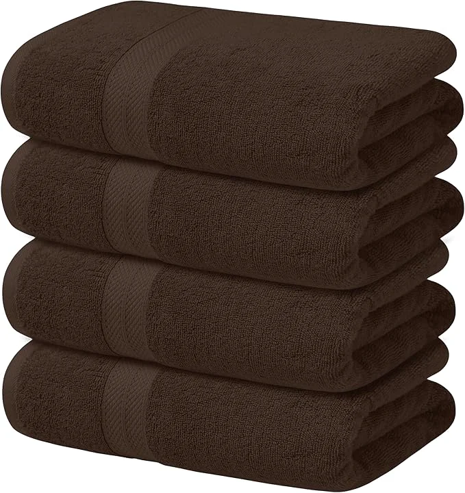 Refined Avalon Towels Brown Bath Towels Set of 4 pcs Cotton Towel Absorbent and Dependable