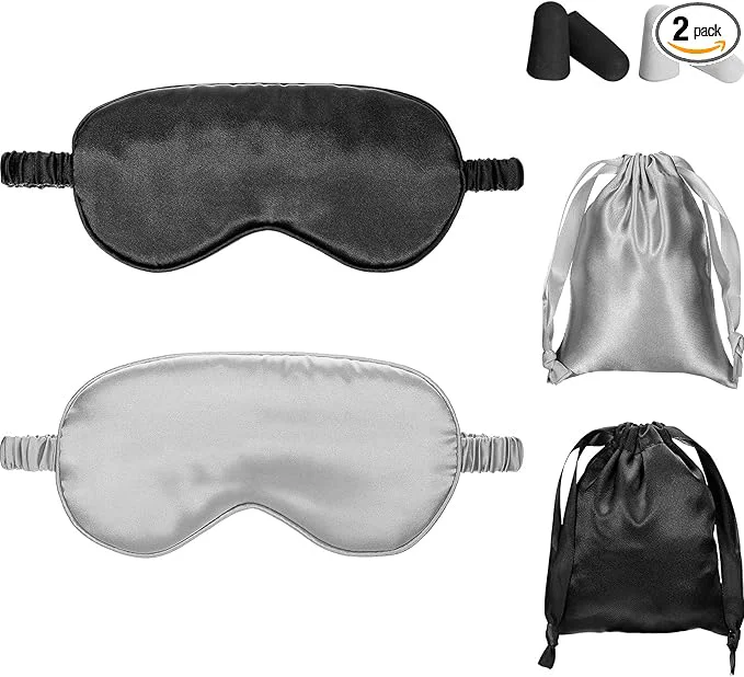 Effective Silk Satin Sleeping Mask Eye Mask Set Include 2 Blindfold Eyeshade Elastic Traditional