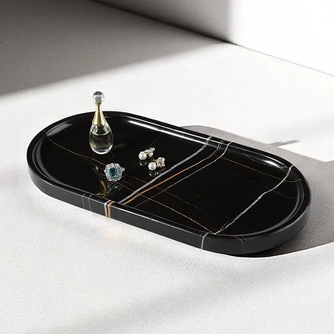 Luxury Koville Natural Black Marble Tray Catchall Expertly Made