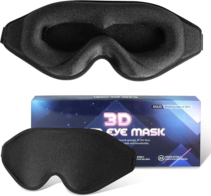 Secure Sleep Mask for Men Women Upgraded 3D Deep Contoured Eye Covers for Sleeping Clean