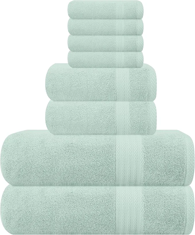High-Performance GLAMBURG Ultra Soft 8-Piece Towel Set Smooth