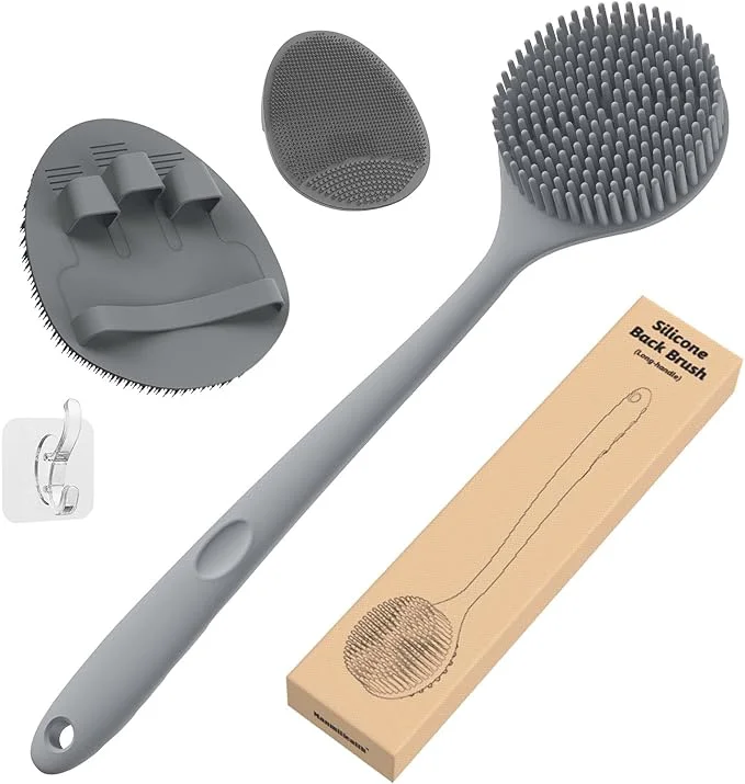 Fashionable Manmihealth Silicone Back Scrubber Bath Glove Face Brush Set Trendy