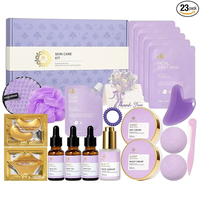 Classic 23 Pcs Mother's Day Gifts Lavender Facial Skin Care Set Bath and Body Gifts Dependable