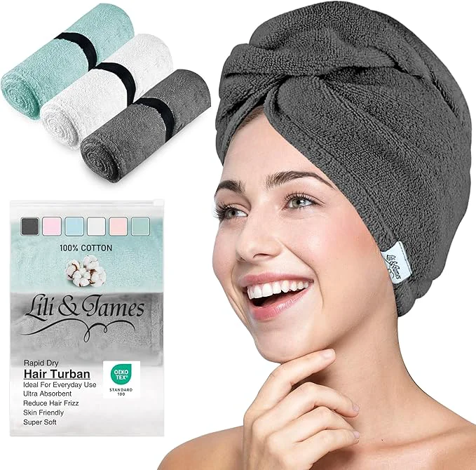 Excellent Cotton Hair Towel Wrap for Women Kids Quick Dry Soft Absorbent 420-GSM Modern