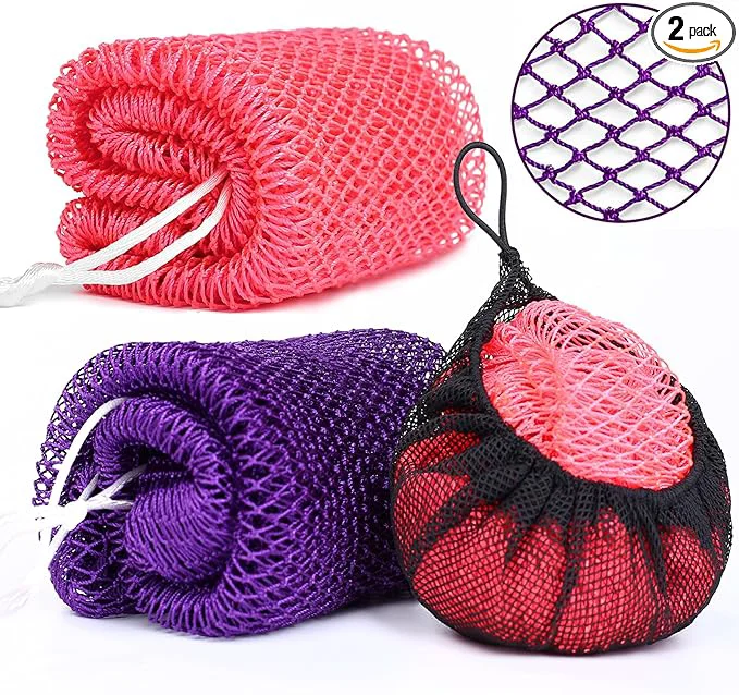 World-Class 2 Pack African Net Sponge Exfoliating Body Scrubber Bath Sponge Premium Material