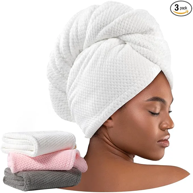 Luxury Umisleep 3 Pack Microfiber Hair Towel Wrap Professional