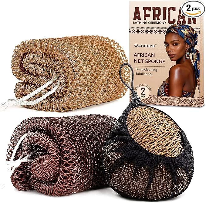 High-Quality 2 Pack African Net Sponge Exfoliating Body Scrubber Bath Sponge Proven