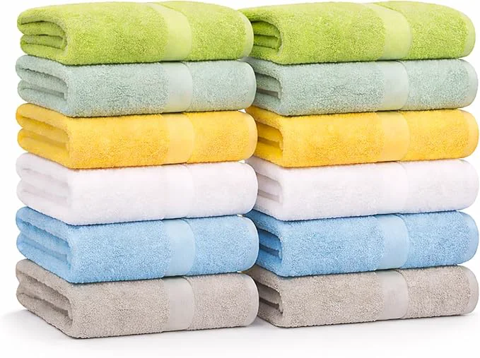 Next-Generation Small and Lightweight Cotton Towels Assorted Pastel Mix 24 x 40 inches Towels Recyclable