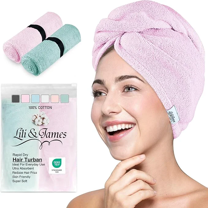 Selected Cotton Hair Towel Wrap for Women Kids Quick Dry Soft Absorbent 420-GSM Premium Material