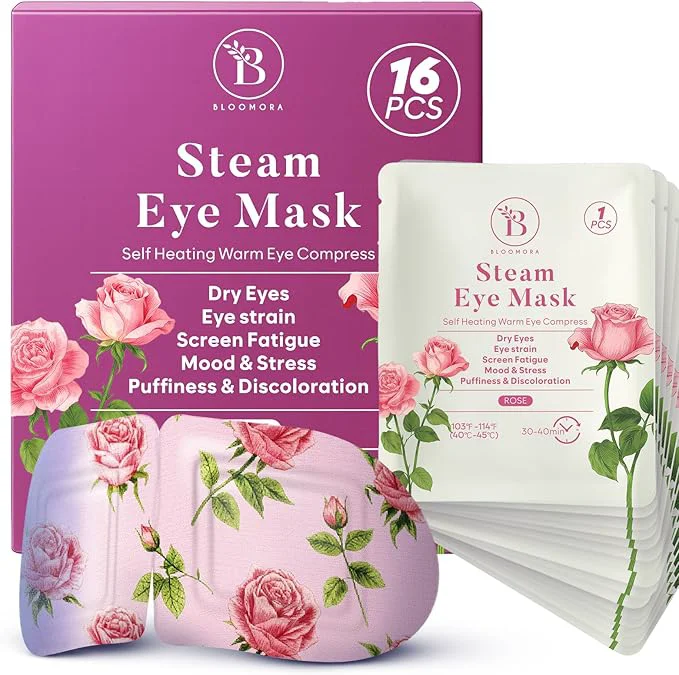 Soft 16 Pack Rose Steam Eye Mask for Dryness Strain Relaxation Heated Eye Mask Exceptional