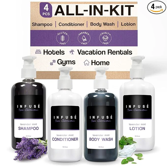 Dependable 1-Shoppe Infuse Lavender Mint Spa Collection Amenities Set 10.14 oz Pumps Comfortable