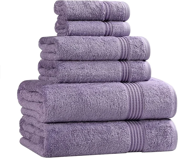 Fine Superior Egyptian Cotton 6-Piece Towel Set Bathroom Essentials Towels Elegant