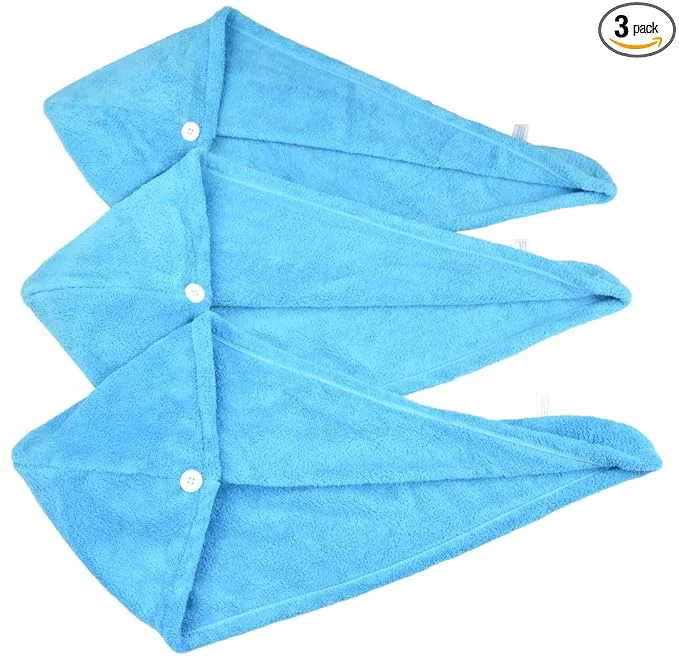 Detailed HOPESHINE Women's Soft Shower Hair Towel Twist Hair Turban Wrap Drying Cap Pure