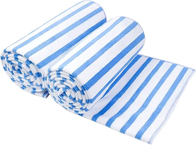 Expertly Made JML Microfiber Beach Towels Cabana Stripe 2 Pack Quick Drying Bath Towel Set Proven