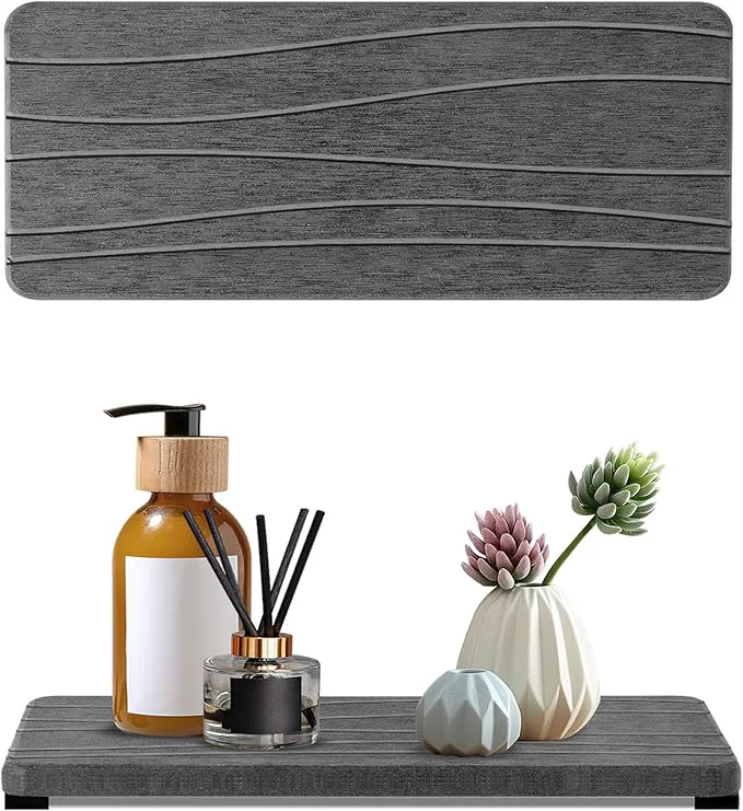Refined 2PCS Water Absorbing Stone Tray Fast Drying Stone Sink Tray Water Absorbent Artisan