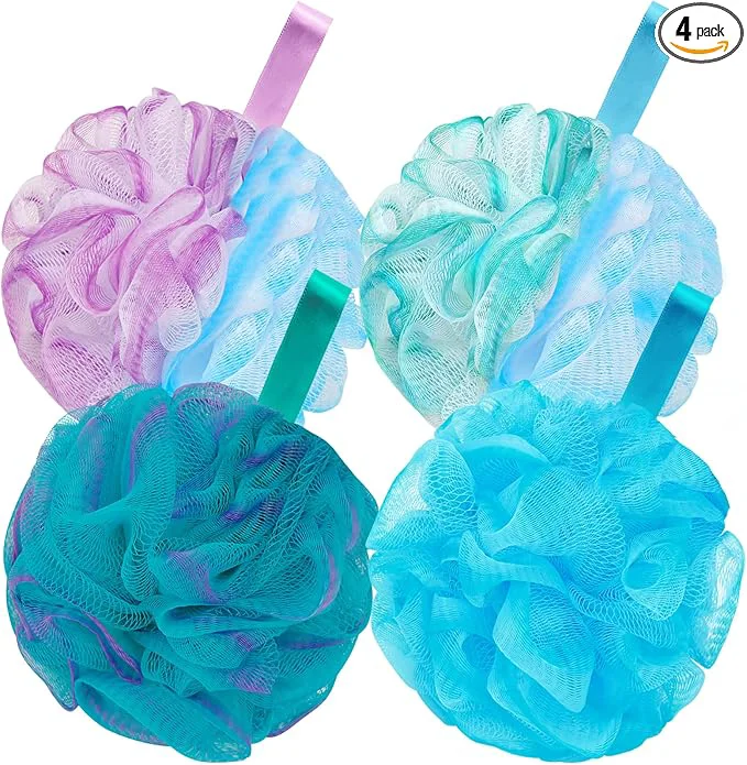 Top-Quality BCKENEY Bath Loofah Shower Sponge Body Back Scrubber Soft Mesh Shower Puffs Verified