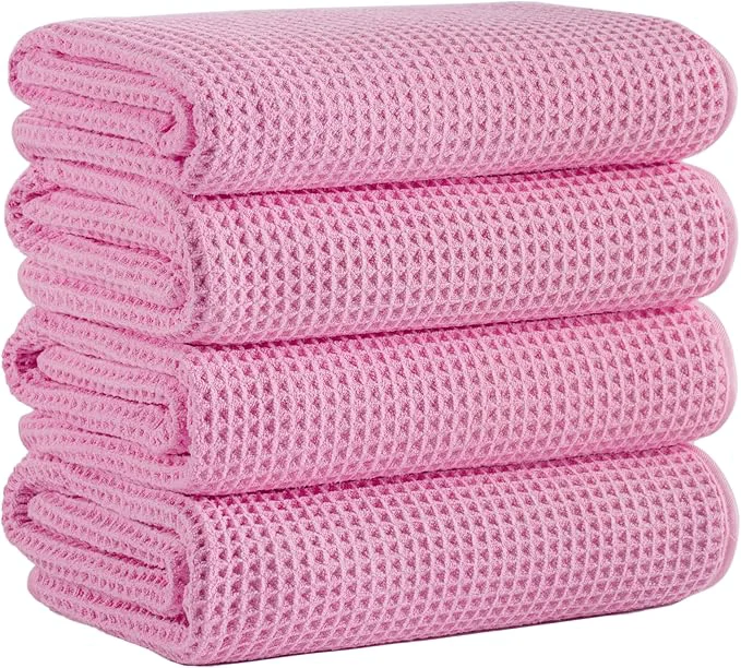 Organic Microfiber Waffle Bath Towels 4 Pieces Fast Drying Lint 430 GSM Trusted