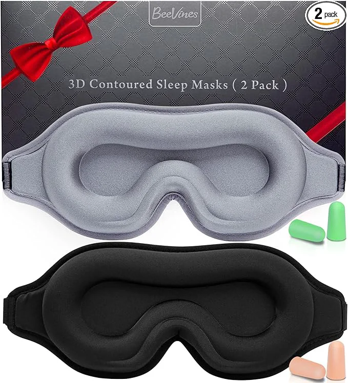 Casual BeeVines Sleep Mask 2 Pack 3D Contoured Sleeping Eye Masks Genuine