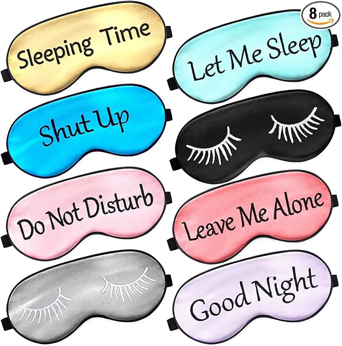 High-End 8 Pieces Funny Sleep Mask Silk Eye Mask Luxury