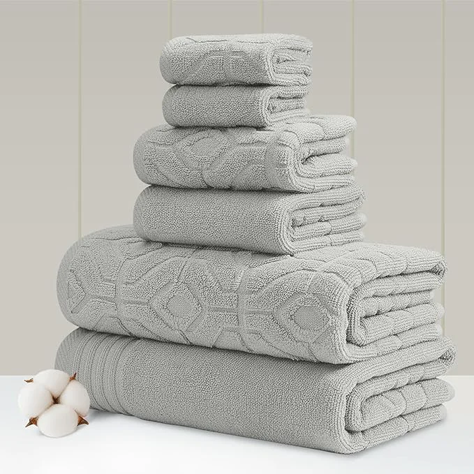 Luxury Modern Threads 6 Piece Cotton Bath Towel Set – Ultra Soft 550 GSM Towels – Minimalist