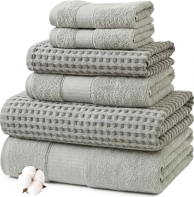 Original Design Modern Threads 6 Piece Cotton Bath Towel Set – Ultra Soft 600 GSM Towels – Optimized