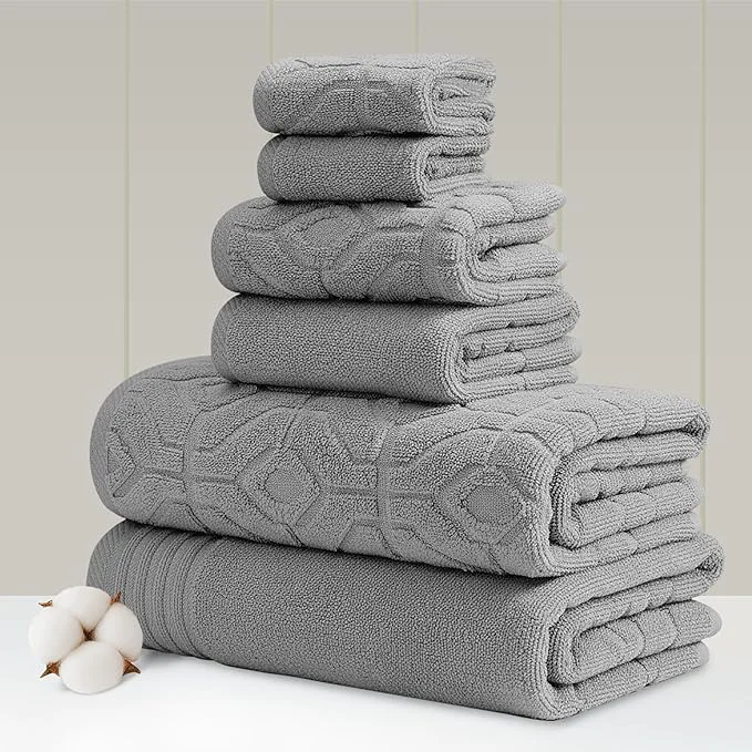 Durable Modern Threads 6 Piece Cotton Bath Towel Set – Ultra Soft 550 GSM Towels – Original