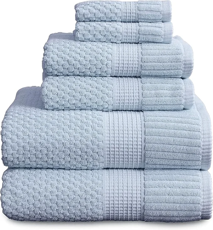 Minimalist NY Loft Cotton Towel Set 6 Piece Super Soft Absorbent Quick-Dry 2 Bath Secure