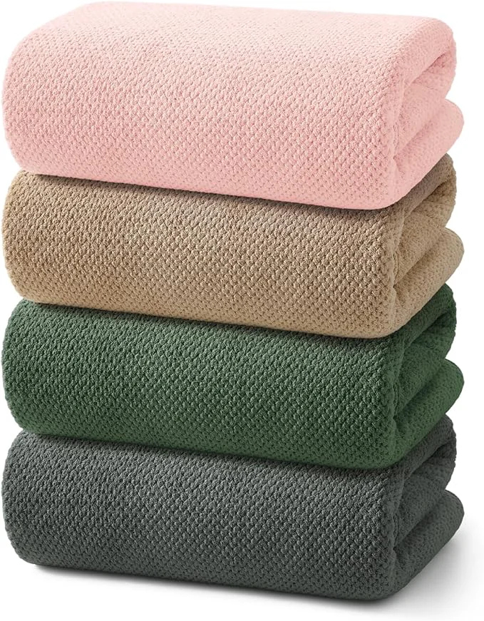 Lightweight REDKISS Soft Bath Towels Set of 4-35 x 70 in Extra Large Coral Fleece Bath Towel Secure