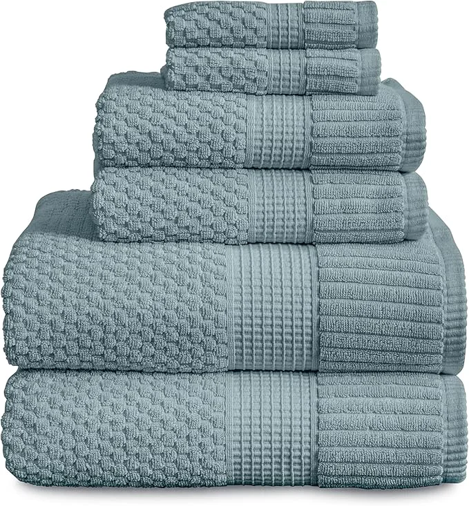 Functional NY Loft Cotton Towel Set 6 Piece Super Soft Absorbent Quick-Dry 2 Bath High-Performance