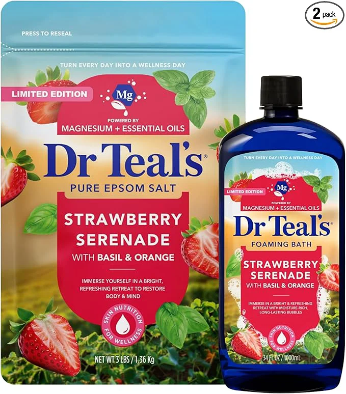 Artisan Dr Teal's Limited Edition Strawberry Serenade Pure Epsom Salt and Foaming Bath Relaxed