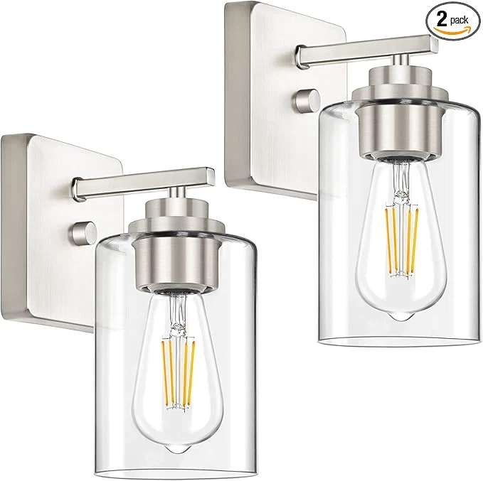 Smart Set of 2 Wall Sconces for Bathroom Brushed Nickel Vanity Light Fixtures Casual