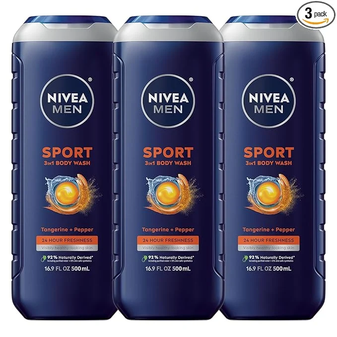 Reliable NIVEA MEN Sport Body Wash with Revitalizing Minerals Tangerine and Pepper Scent Easy-to-Use