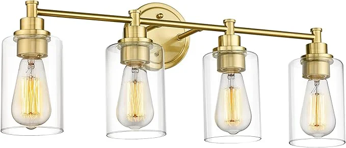 Effective FEMILA Vanity Lights for Bathroom Modern 4-Light Gold Bathroom Light Fixture First-Class